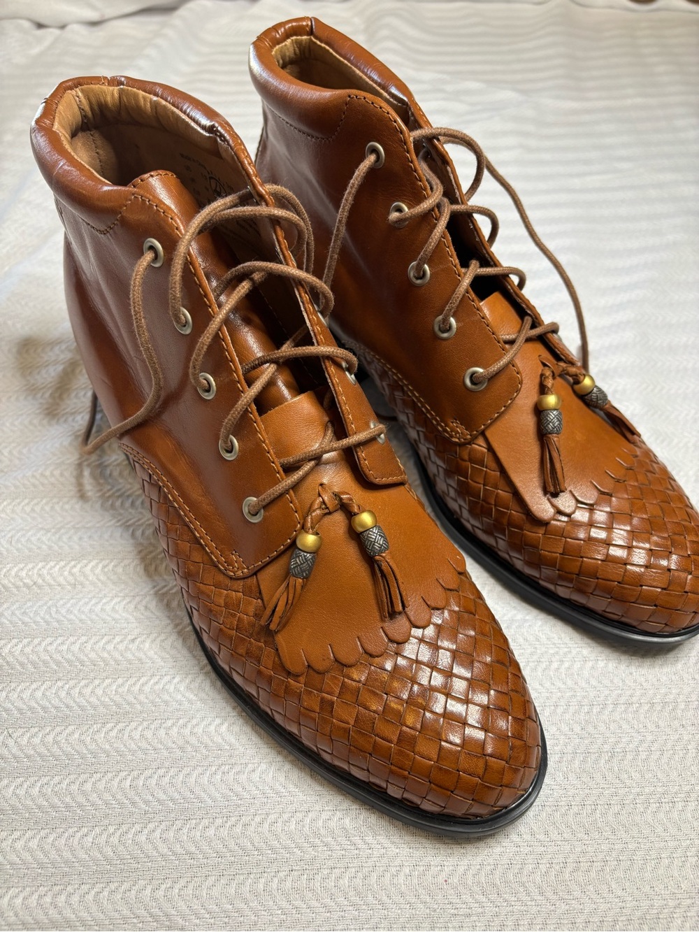 Ariat Woven Leather Tassel Ankle Boots